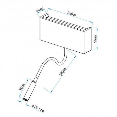 Aplique LED de madera Ravel 5W+3W con USB