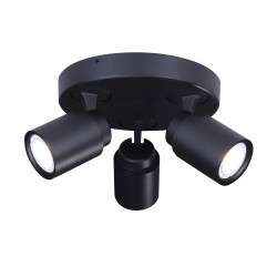 3 GU10 SPOTLIGHT CEILING PLATE HUM BLACK