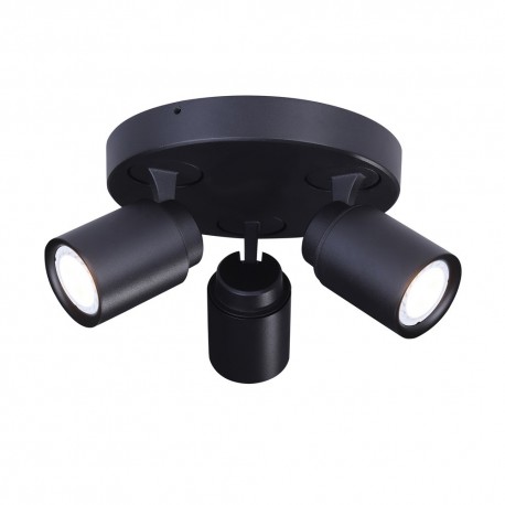 3 GU10 SPOTLIGHT CEILING PLATE HUM BLACK