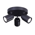 3 GU10 SPOTLIGHT CEILING PLATE HUM BLACK