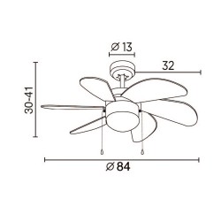 Ventilador 6 palas 76cm -  Tabit madera