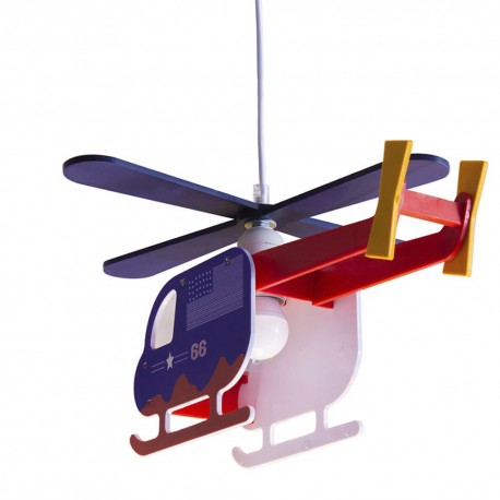 LAMPARA DE TECHO INFANTIL AZUL HELICOPTERO BRAVO