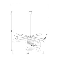 BRAVO BLUE HELICOPTER CHILDREN'S CEILING LIGHT