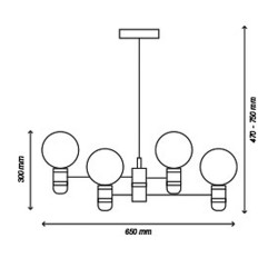 Colgante MIYAKO grafito 4 luces