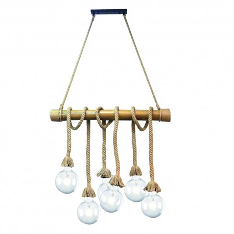 BAMBOO PENDANT CEILING LAMP WITH 6 LIGHTS