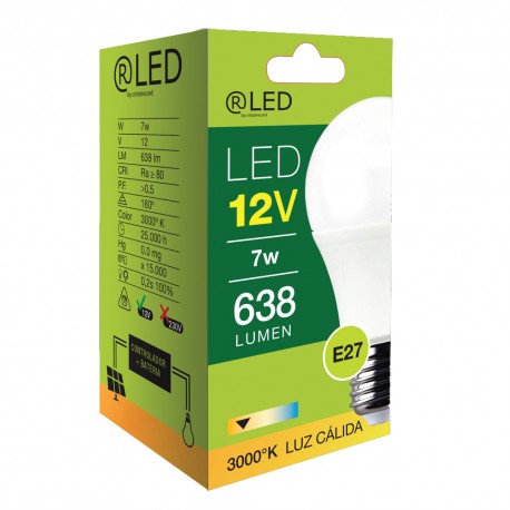Bombilla LED A60 12V 7W 3000K