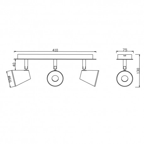 3 spotlights LED 10W ICE nickel