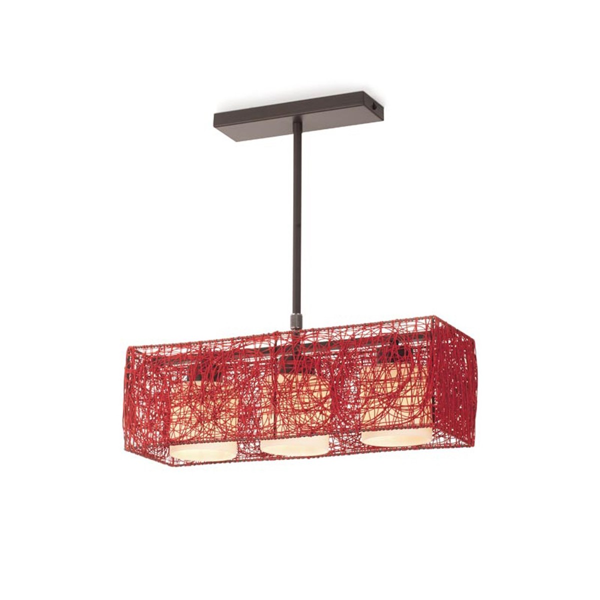 Alexandra Pendant 3 Lights Red Rectangular Alexandra Pendant 3 Lights Red Rectangular