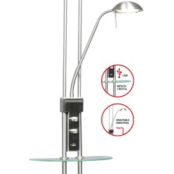 Pie de salón Led Alari USB níquel