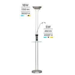 Pie de salón Led Alari USB níquel