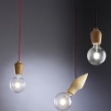 Wood Pendant Lamp Red Cable