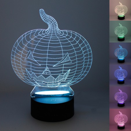 SOBREMESA 3D - CALABAZA con imagenes de los diferentes colores de iluminación