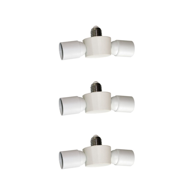 Pack of 3 Socket Splitters 2XE27 White Pack of 3 Socket Splitters 2XE27 White