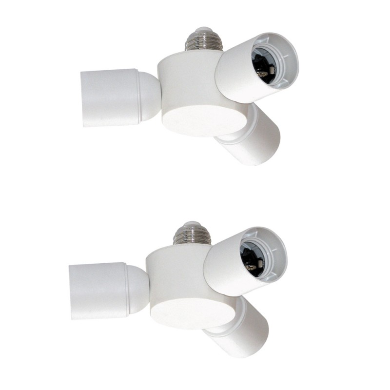 Pack of 2 Socket Splitters 3XE27 White Pack of 2 Socket Splitters 3XE27 White