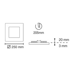 LED Downlight 20W Novo Lux Square White