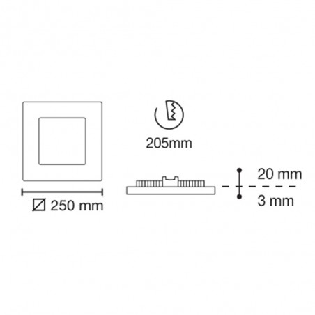 LED Downlight 20W Novo Lux Square White
