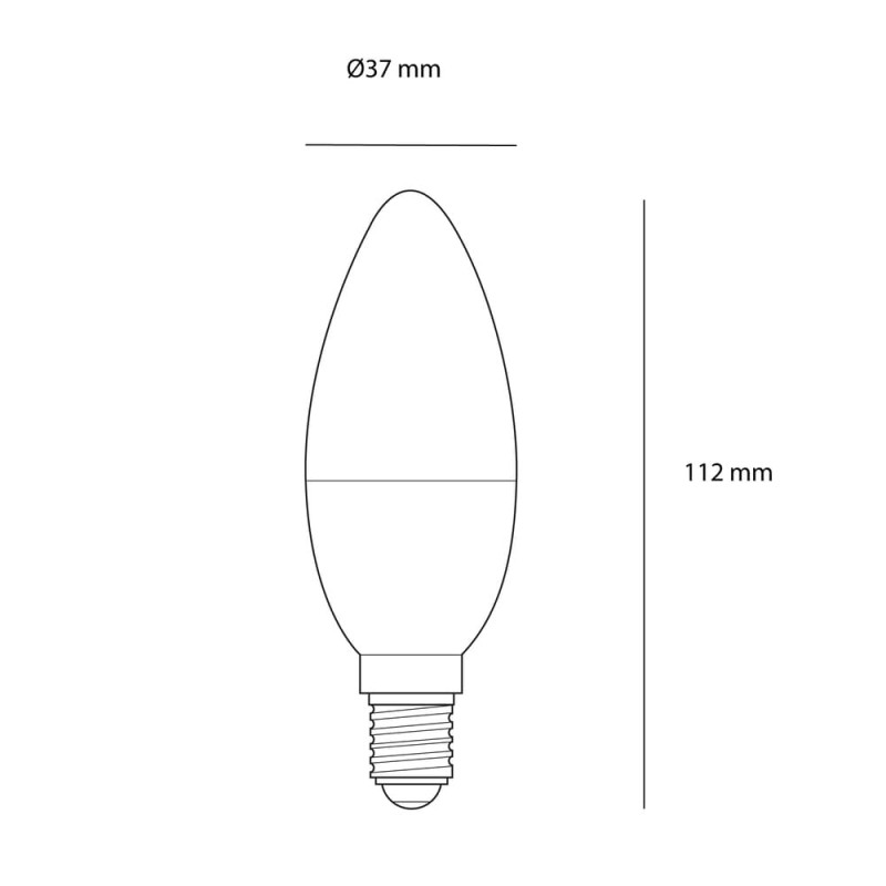 Cotas de la BOMBILLA LED VELA E14