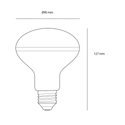 Cotas de la bombilla LED R90 E27 15W 3000K
