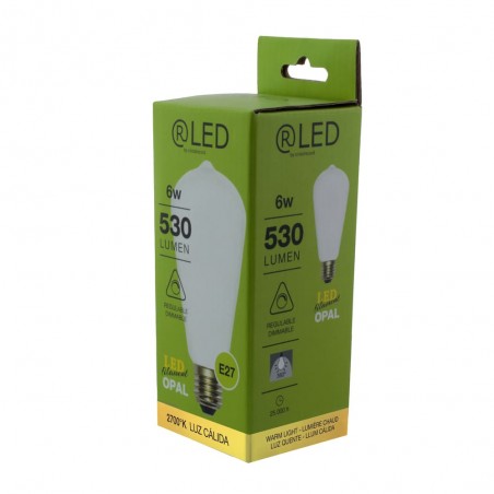 Dimmable LED Bulb Edison ST64 E27 6W 2700K White Matt