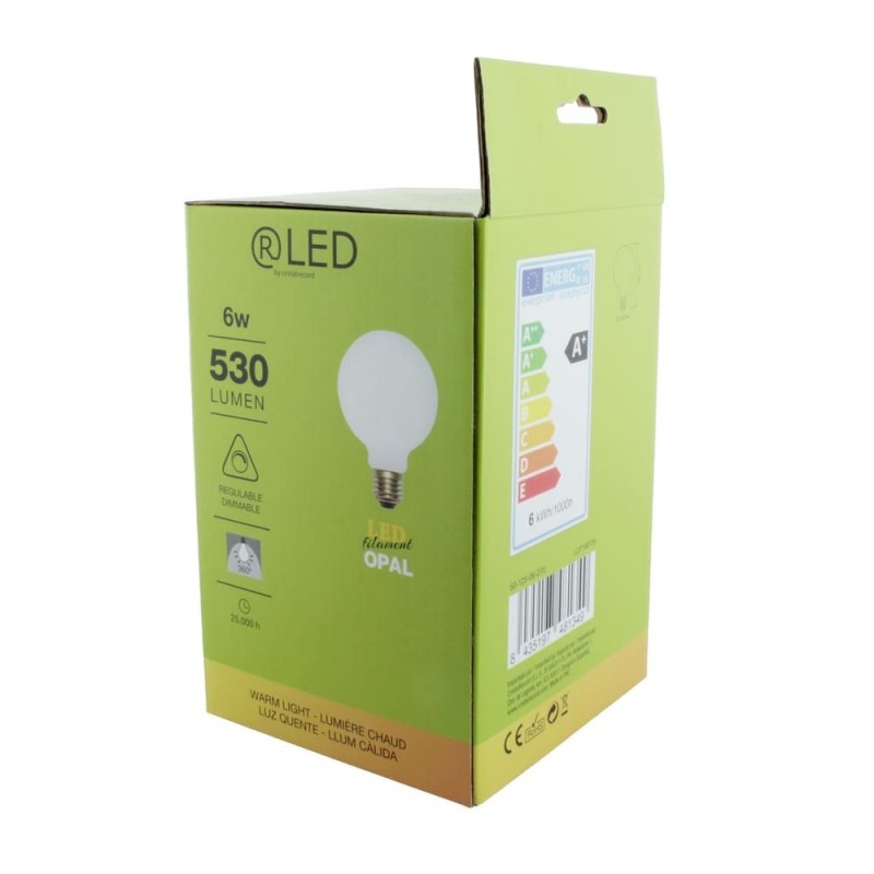 Dimmable LED Bulb G125 E27 6W 2700K White Matt