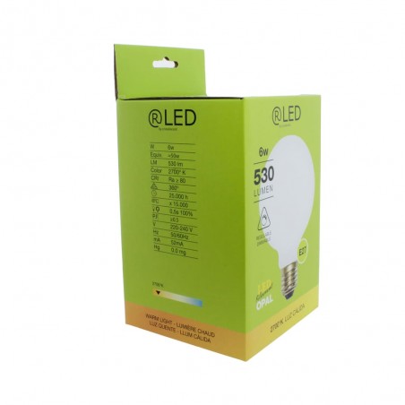 Dimmable LED Bulb G125 E27 6W 2700K White Matt