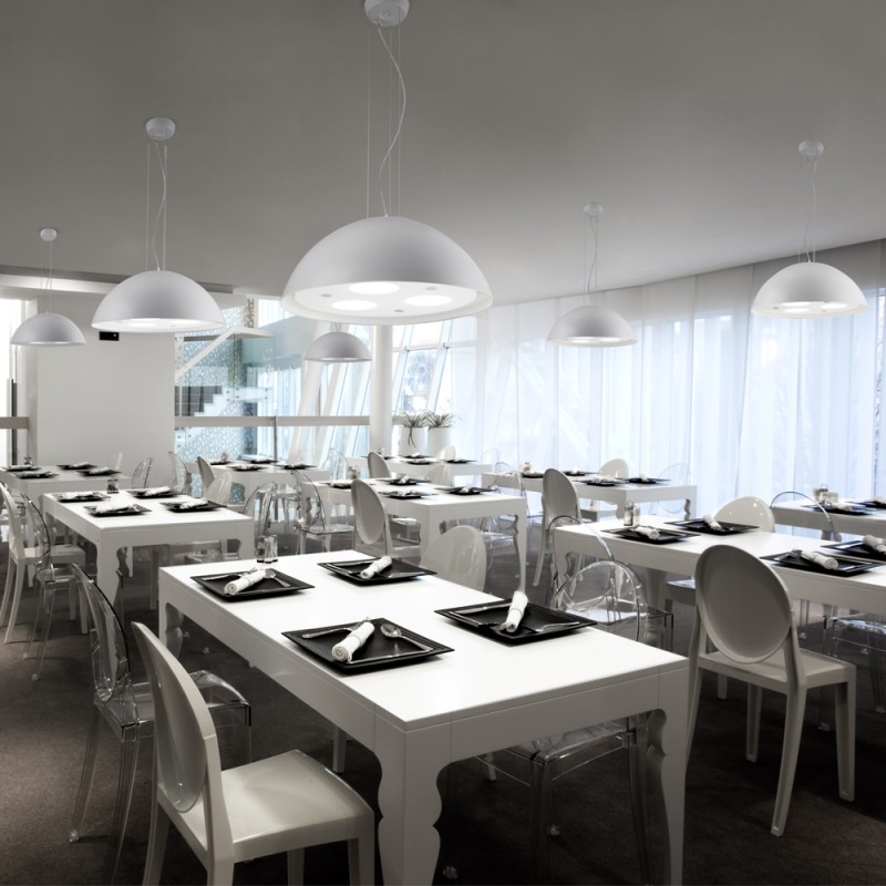 Moon Lux LED Pendant Light White Glass