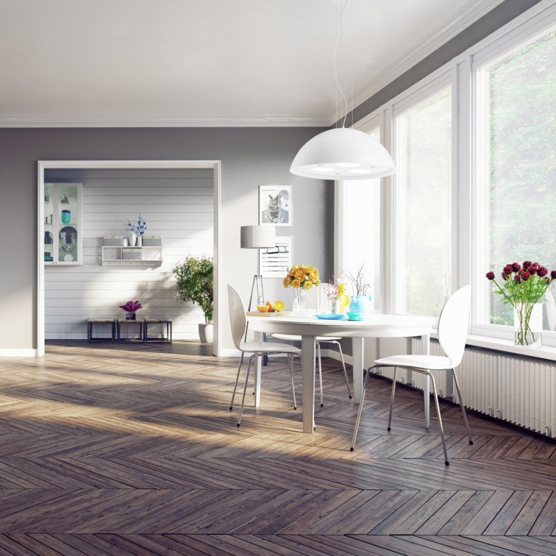 Moon Lux LED Pendant Light White Glass