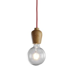 Wood Pendant Lamp Red Cable