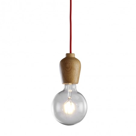 Wood Pendant Lamp Red Cable