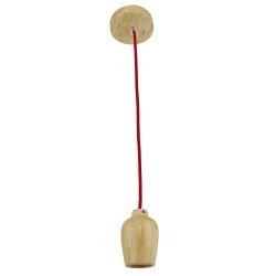 Wood Pendant Lamp Red Cable