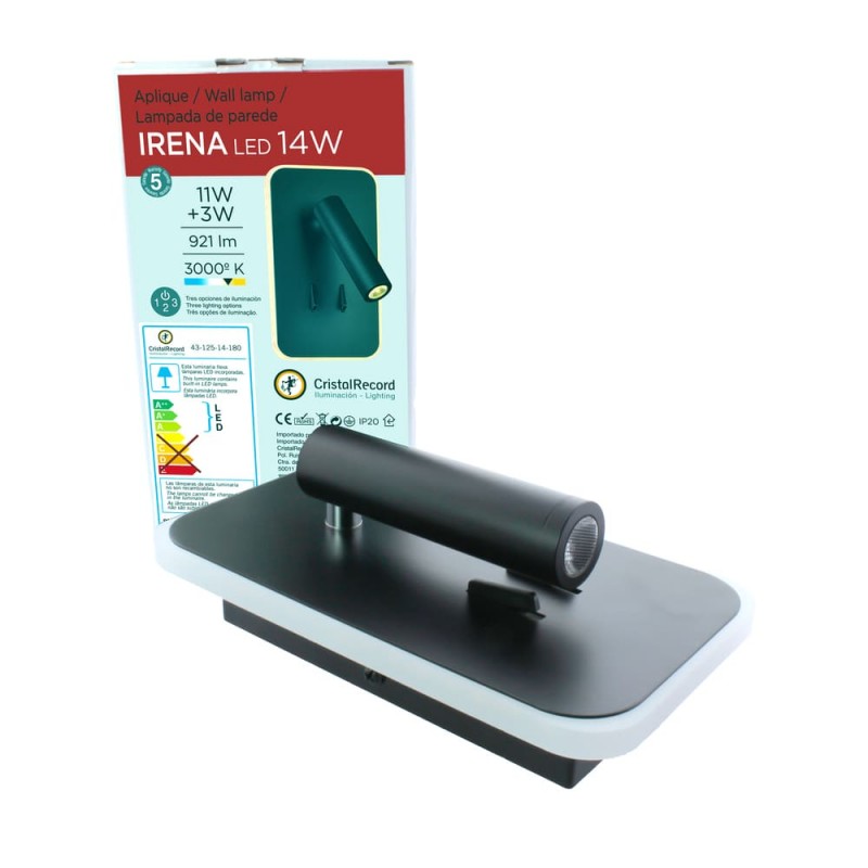 Irena LED Wall Light 11W+3W Black