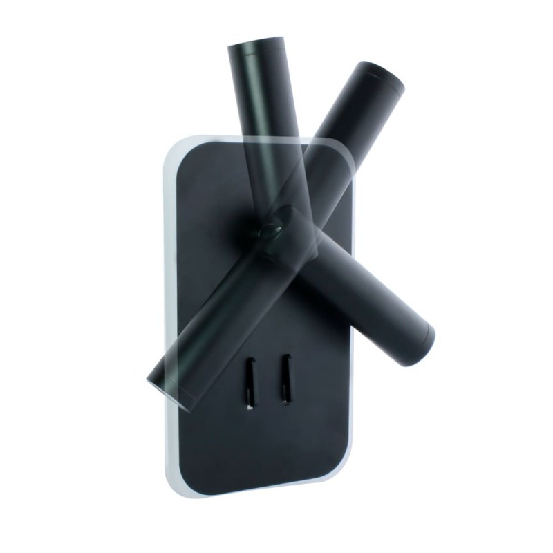 Aplique de pared LED 11W+3W Irena negro muestra de su capacidad de giro 1