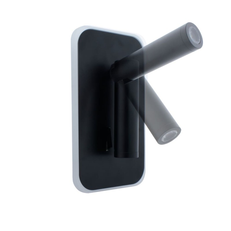 Aplique de pared LED 11W+3W Irena negro muestra de su capacidad de giro 2