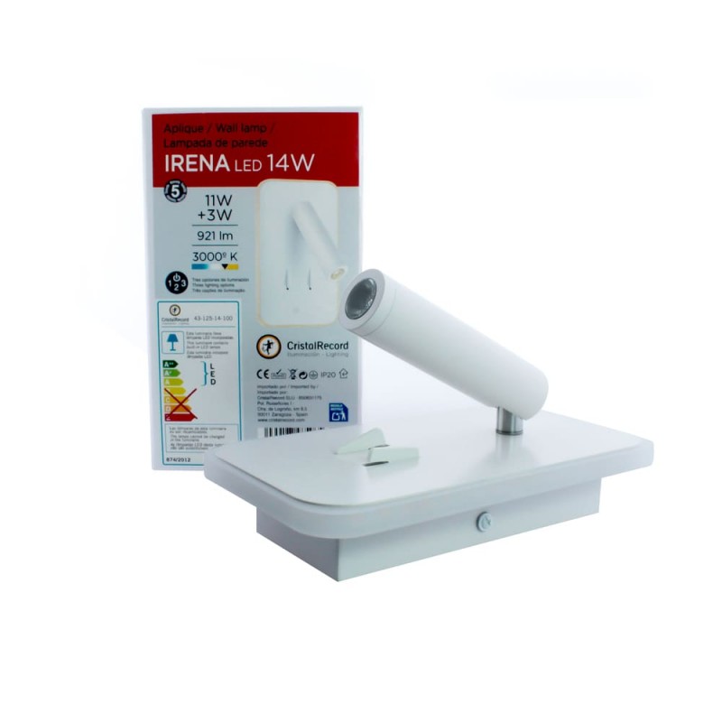 Aplique de pared LED 11W+3W Irena blanco con su caja