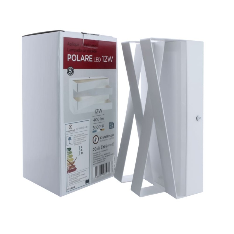 Aplique de pared LED 12W Polare con su caja en vertical