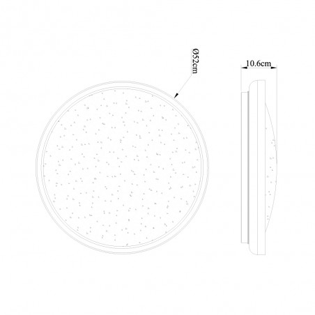 Cota de dimensiones del plafón LED Dimable Gloss 40W CCT, blanco redondo.