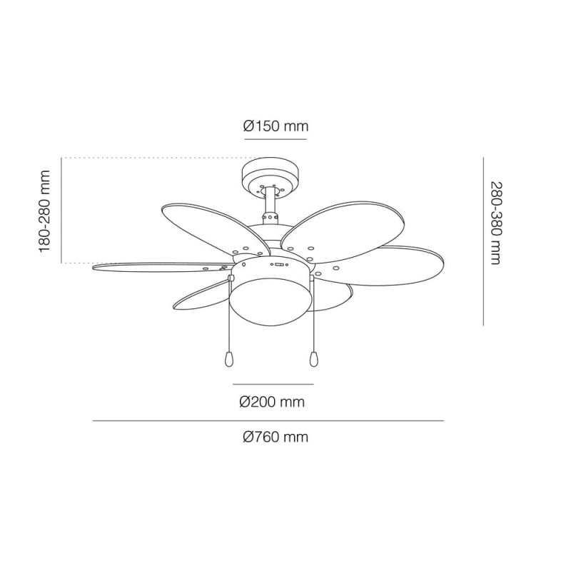 Orion AC Ceiling Fan with Light White-Ash