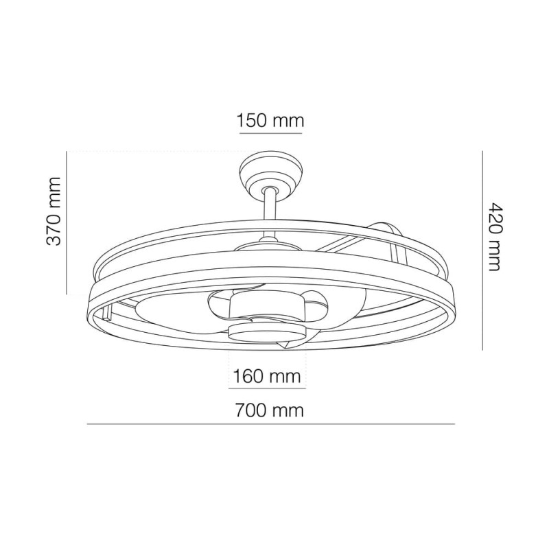 Cota Ventilador DC Agra níquel LED 48W 4000K
