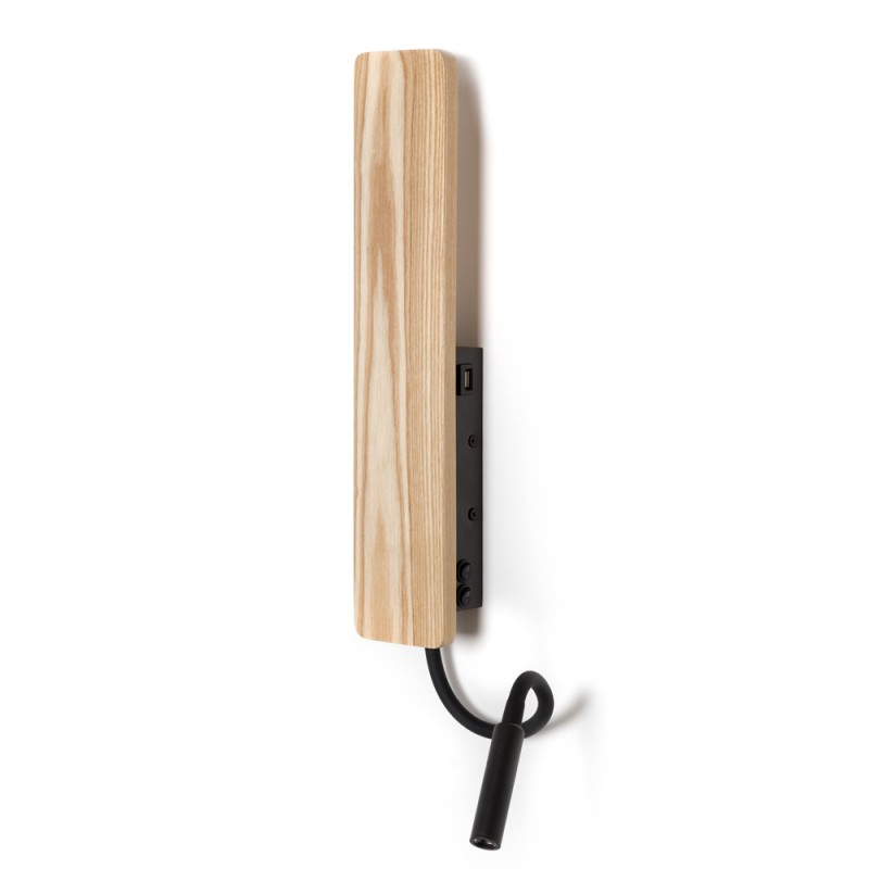 Aplique LED Madera Renoir 5W+3W USB