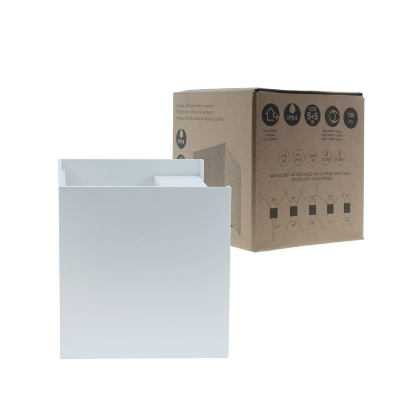 Aplique IP54 Cube led 2x5W 3000K blanco encendido con caja