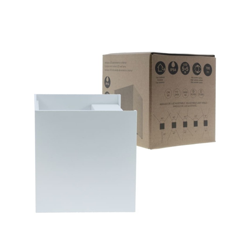 Applique LED Cube 2x5W IP54 3000K Blanc