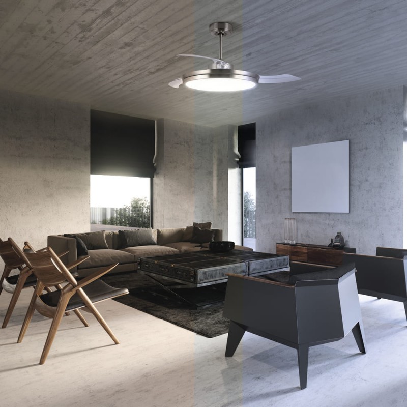 Ventilador DC Areca níquel LED 48W CCT ambiente CCT