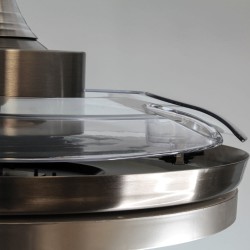 Ventilador DC Areca níquel LED 48W CCT detalle pala transparente